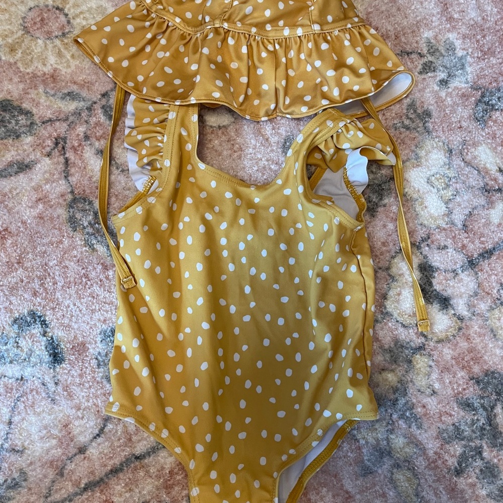 Yellow polka dot one piece swimsuit